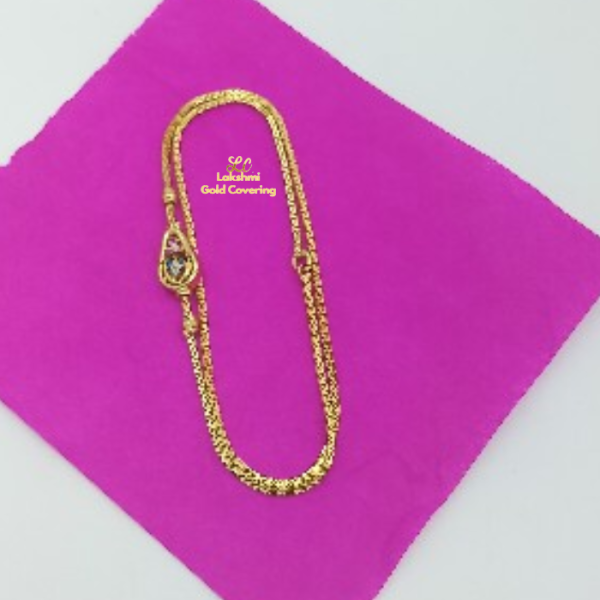 One Gram Gold Forming Enamal Flower Mugappu Chain