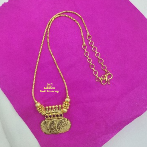 One Gram Gold Forming 3 Lakshmi J Coin Necklace