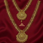 One Gram Gold Forming Lakshmi Mullai Haram And Necklace