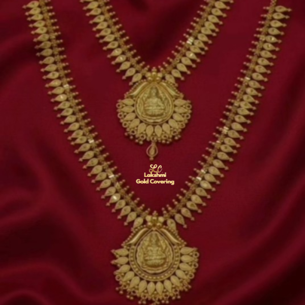 One Gram Gold Forming Lakshmi Mullai Haram And Necklace