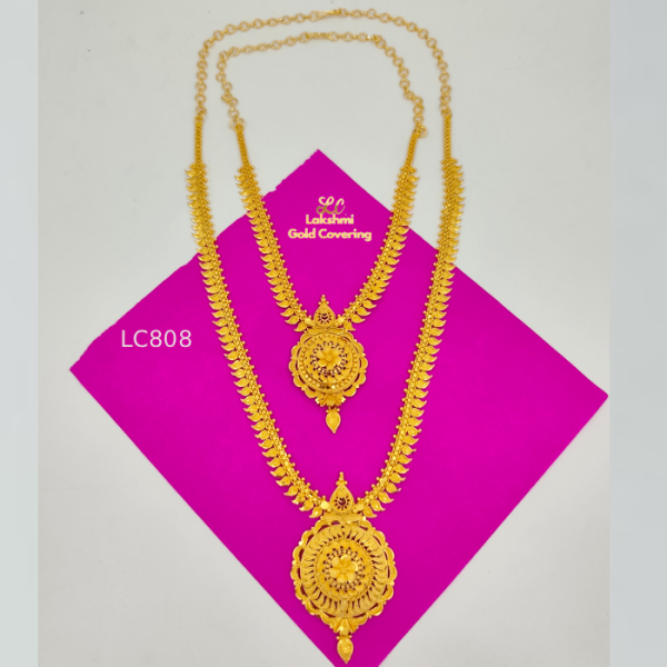 One Gram Gold Forming Round Flower Haram And Necklace