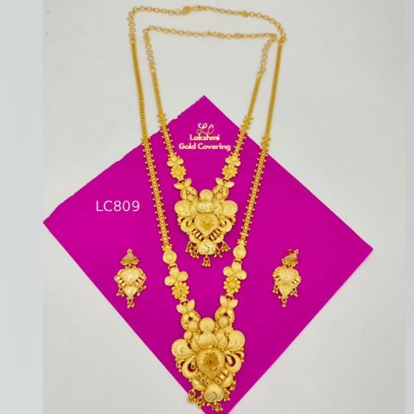 One Gram Gold Forming Triangle Harm  And Necklace