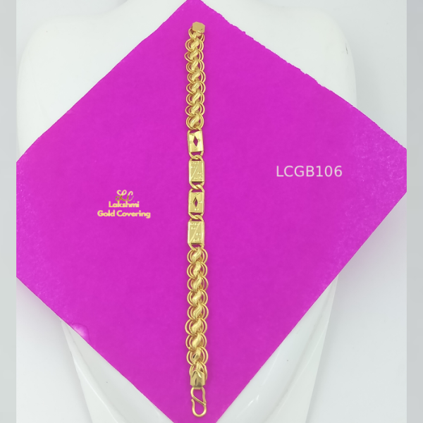 One Gram Gold Forming Engraved Rectangular Panel Bracelet