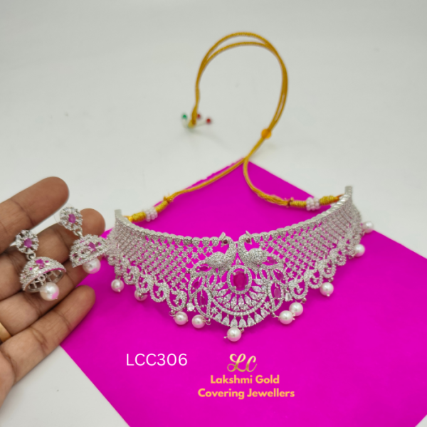 One Gram Gold Covering Double Peacock Chocker