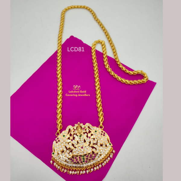 One Gram Gold Forming Stone Lakshmi  Dollar Chain