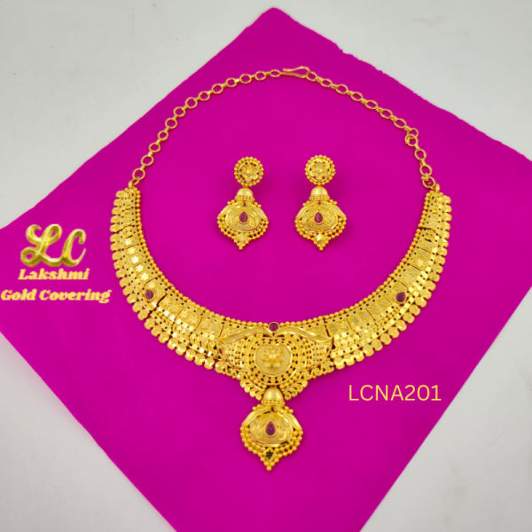 One Gram Gold Forming New Pink Stone Neckale