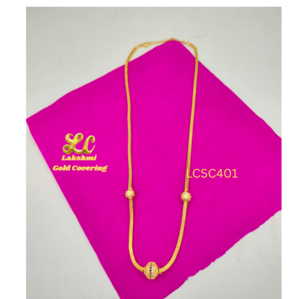 One Gram Gold Forming Red Ball Stone Short Chain